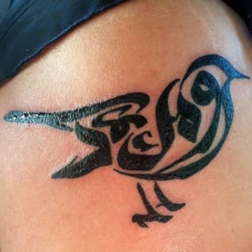 Arabic calligraphy bird tattoo