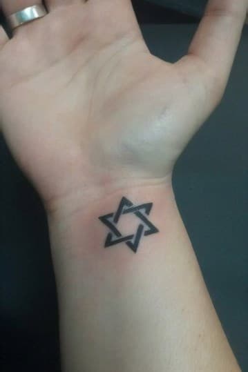 hebrew David star tattoo hand