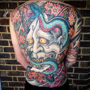 Japanese Oni mask tattoo