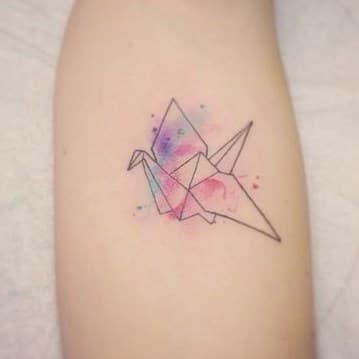 Japanese origami bird tattoo