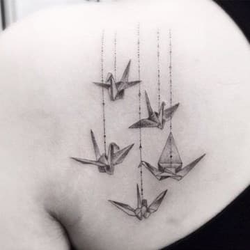 Japanese origami crane tattoo